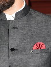 Classic Dark Grey Melange Jodhpuri Blazer