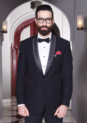 Classic Shawl-collared Black tuxedo Suit