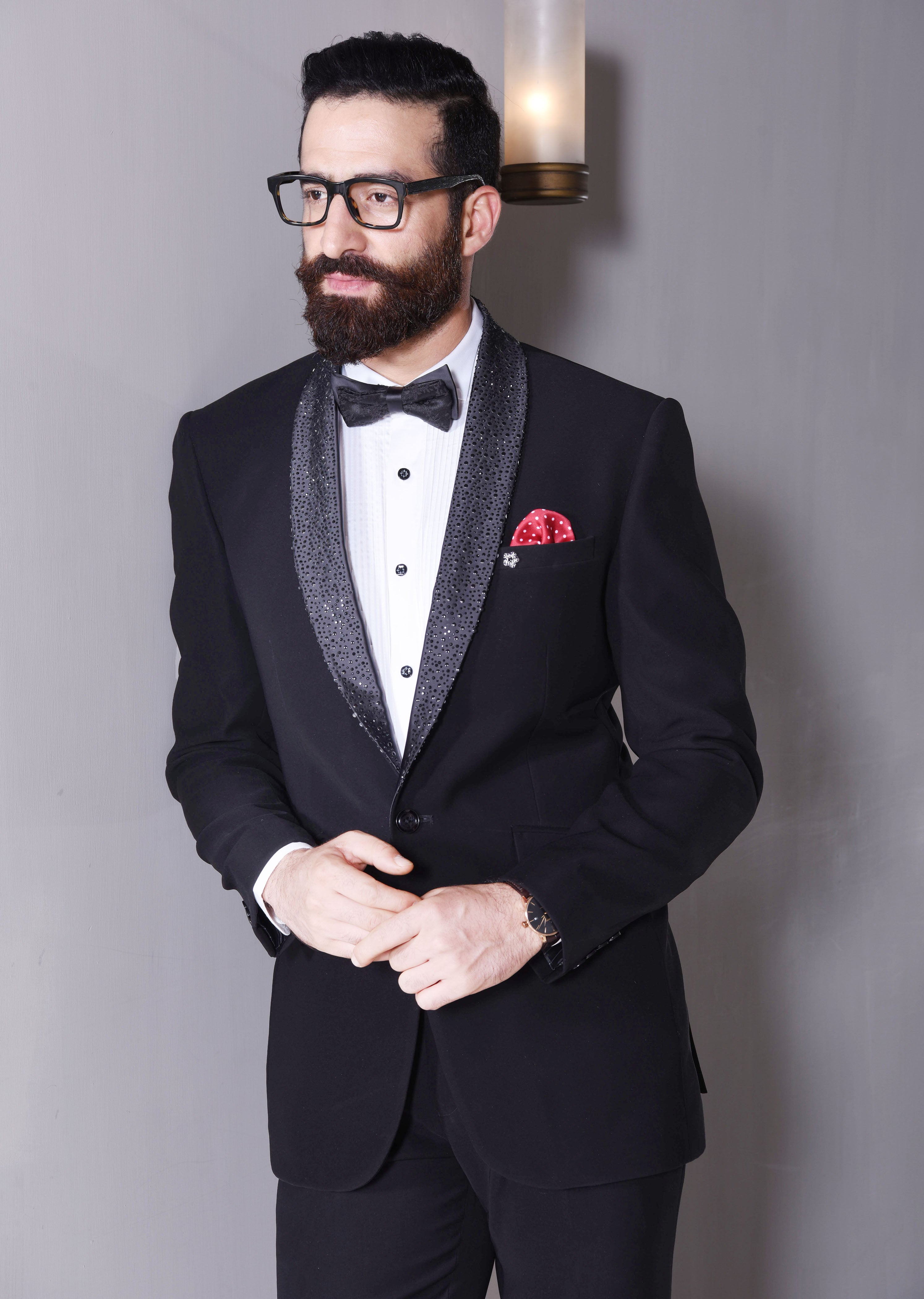 Classic Shawl-collared Black tuxedo Suit