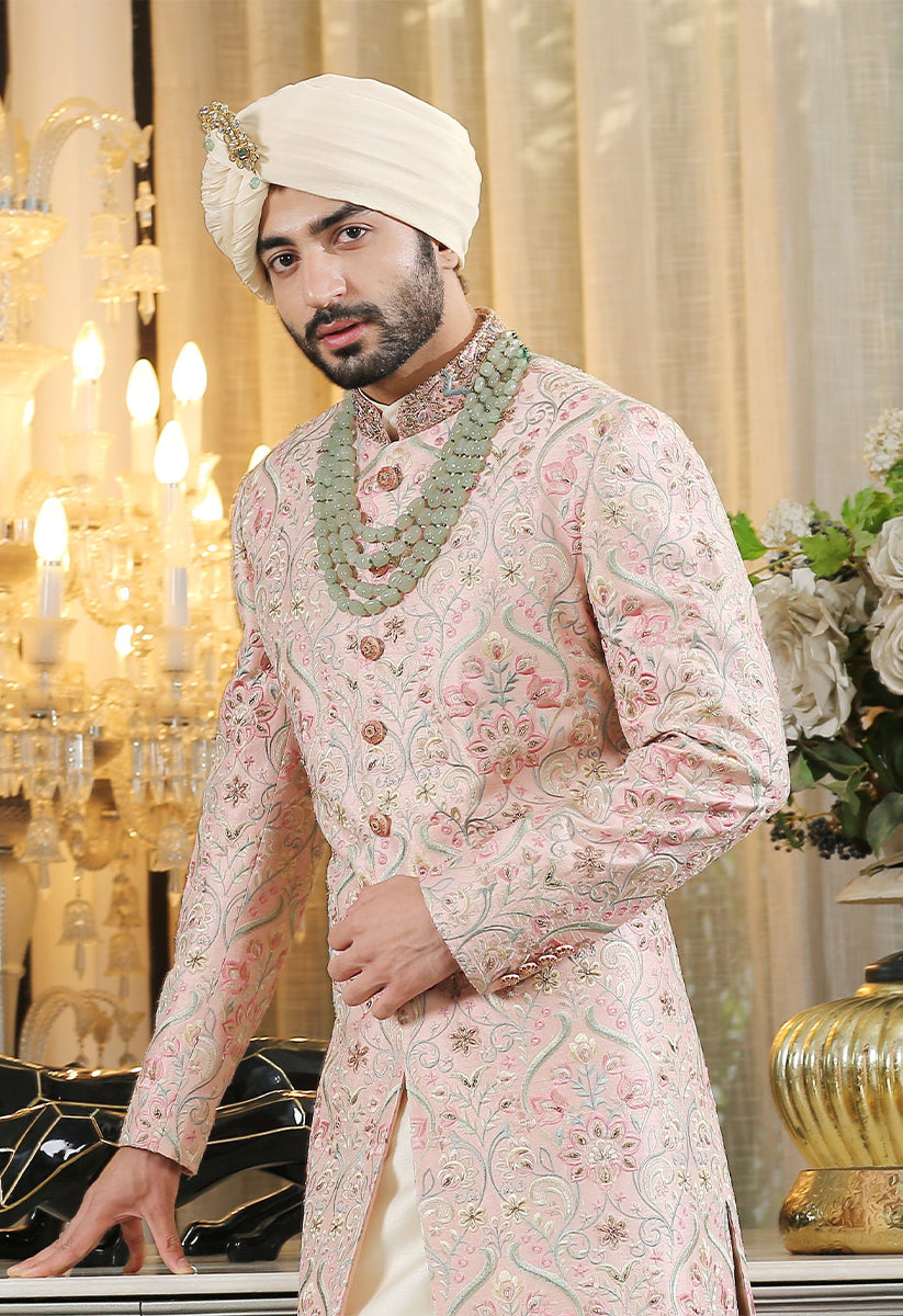 Pink Embroidered Sherwani