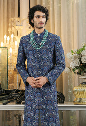 Navy Full Embroidered Sherwani