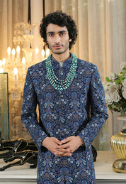 Navy Full Embroidered Sherwani