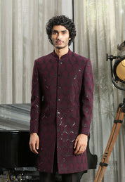 Maroon Designer Full Embroidered Indo
