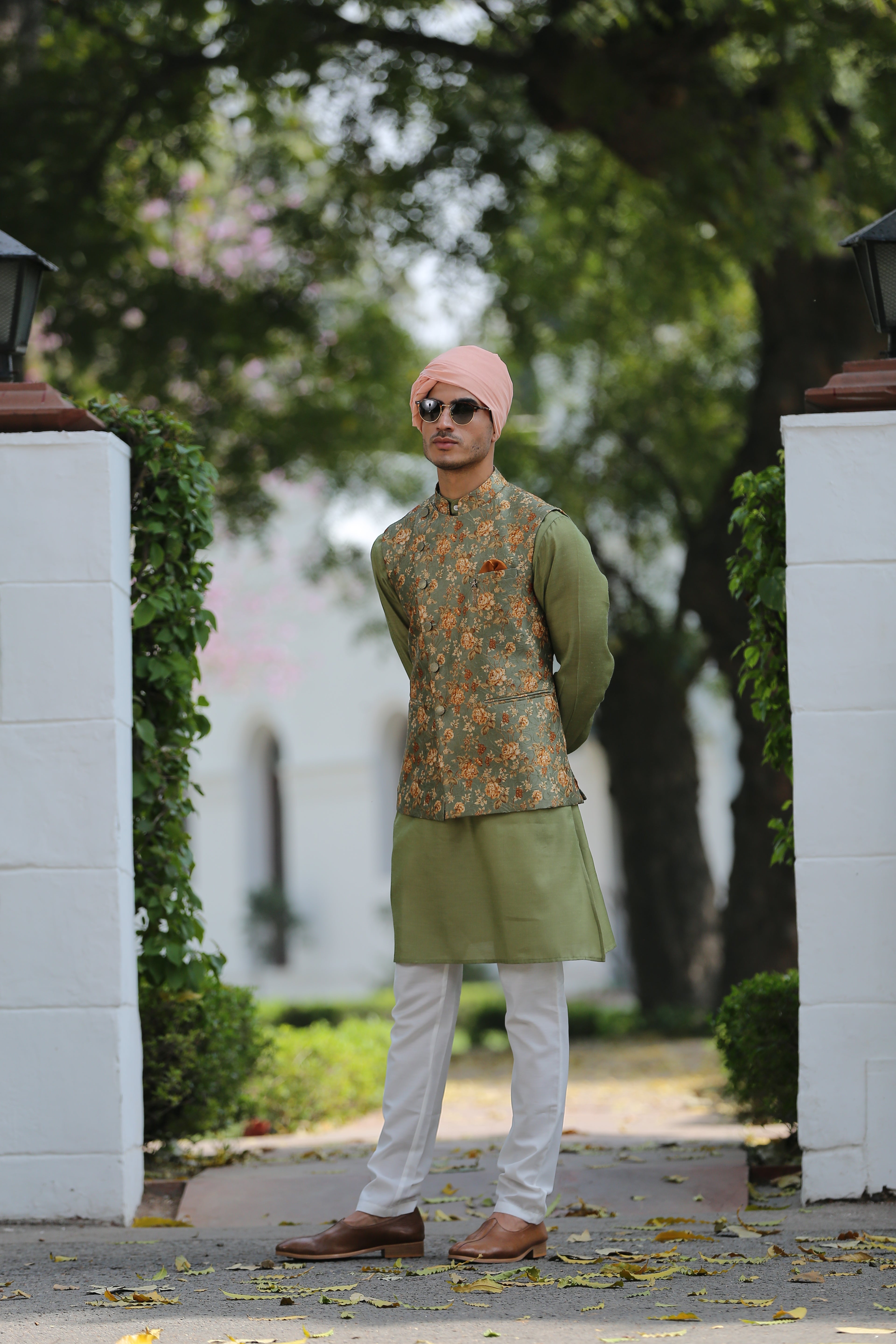 Green Embroidered Kurta Jacket - Indian Wedding Wear

