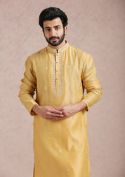 Elegant Yellow Embroidered Kurta Pyjama - Indian Ethnic Wear

