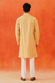 Fully Embroidered Yellow Kurta Pyjama - Indian Wedding Wear

