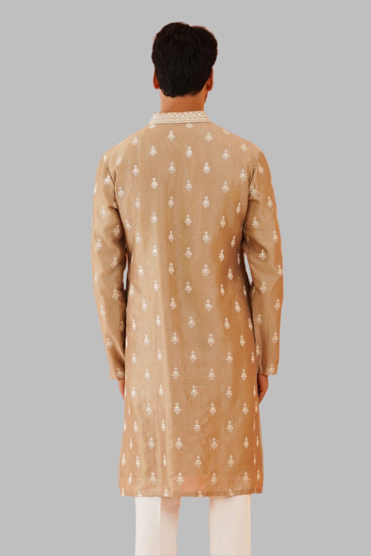 Golden Yellow Embroidered Kurta - Indian Wedding Wear

