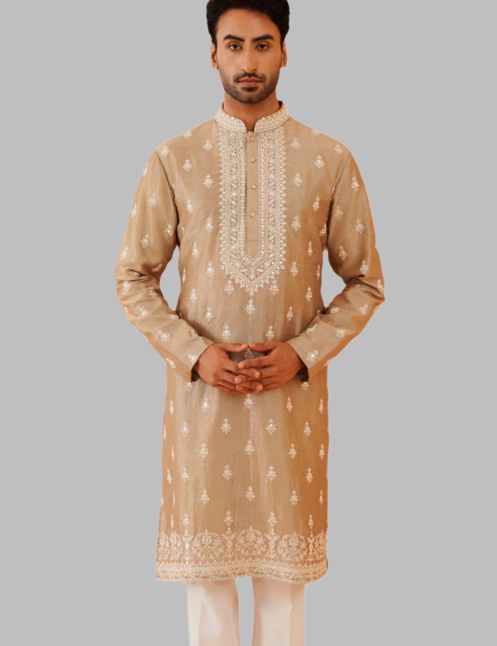 Stylish Golden Yellow Kurta with Embroidery - Perfect for Weddings and Parties

