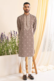 Men's Grey Kurta Pyjama Set - Comfortable and Stylish

