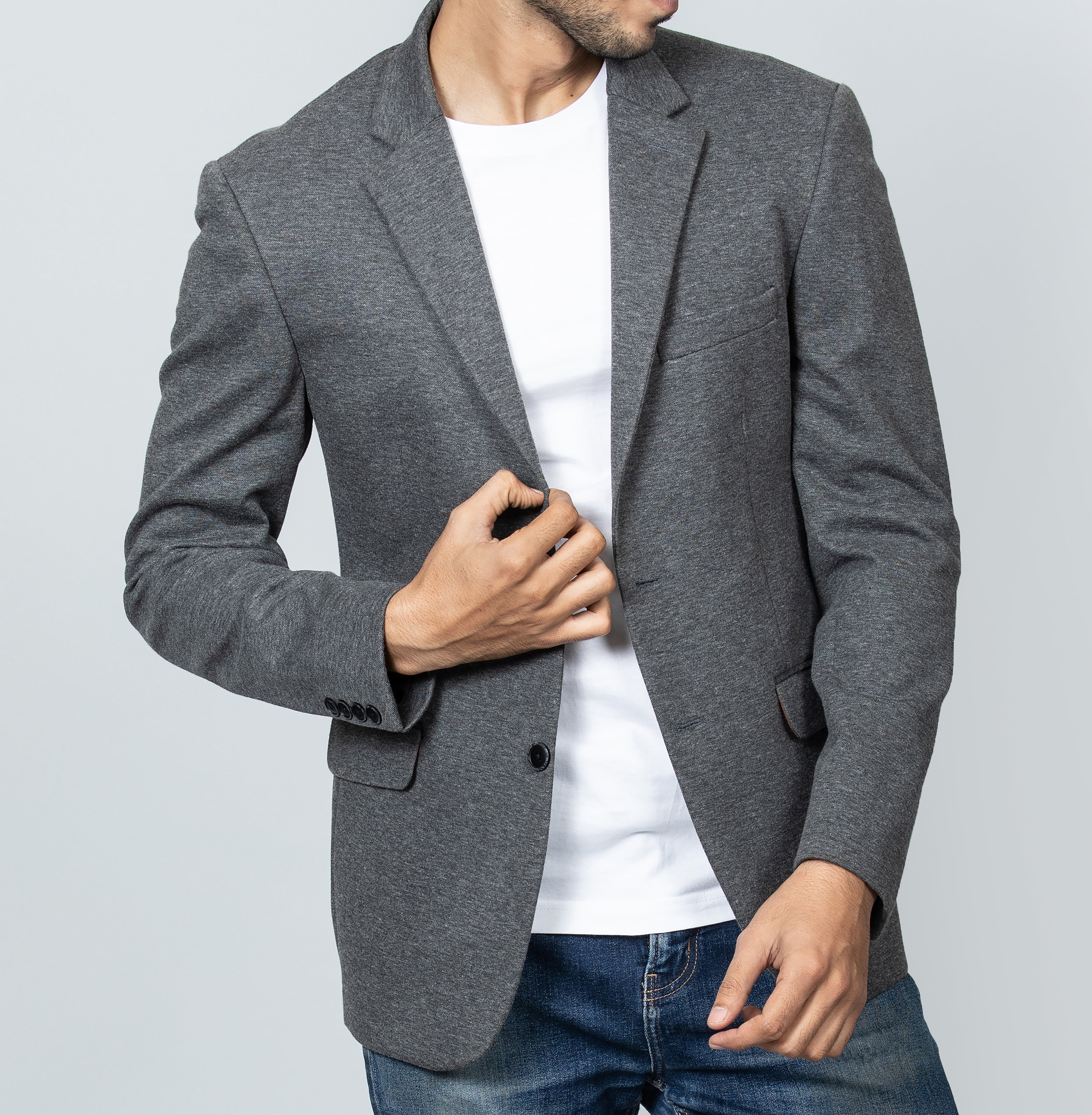 Stylish Grey Knitted Blazer - Perfect for Fall and Winter

