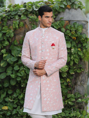 Pink Indo Western with All-Over Embroidery