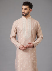 Embroidered Peach Kurta Set