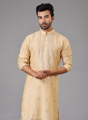 Yellow Kurta Set in Multi Colored Thread Embroidery