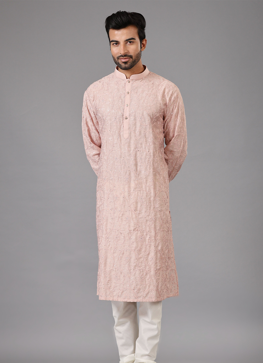 Embroidered Baby Pink Kurta Set