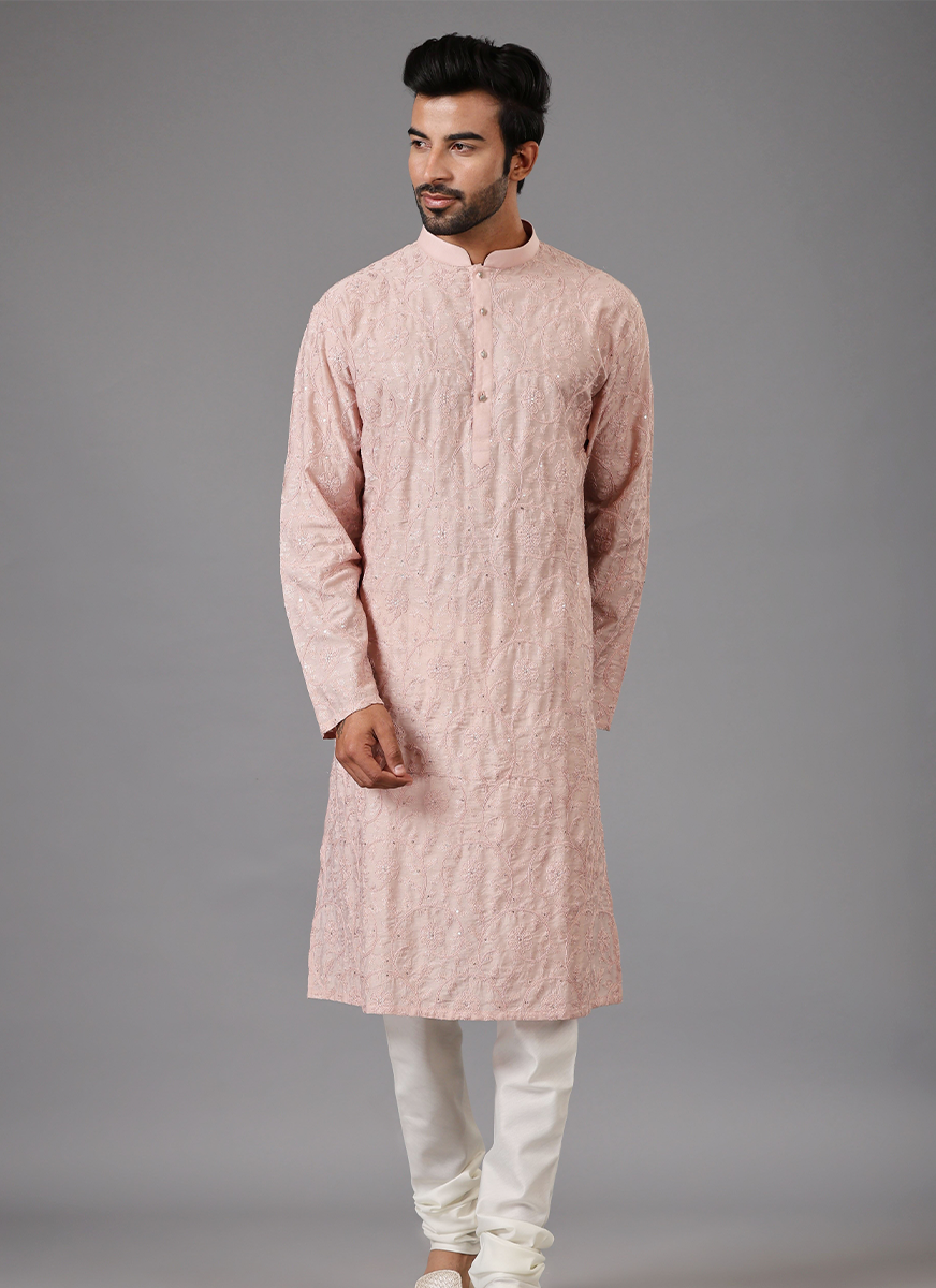 Embroidered Baby Pink Kurta Set