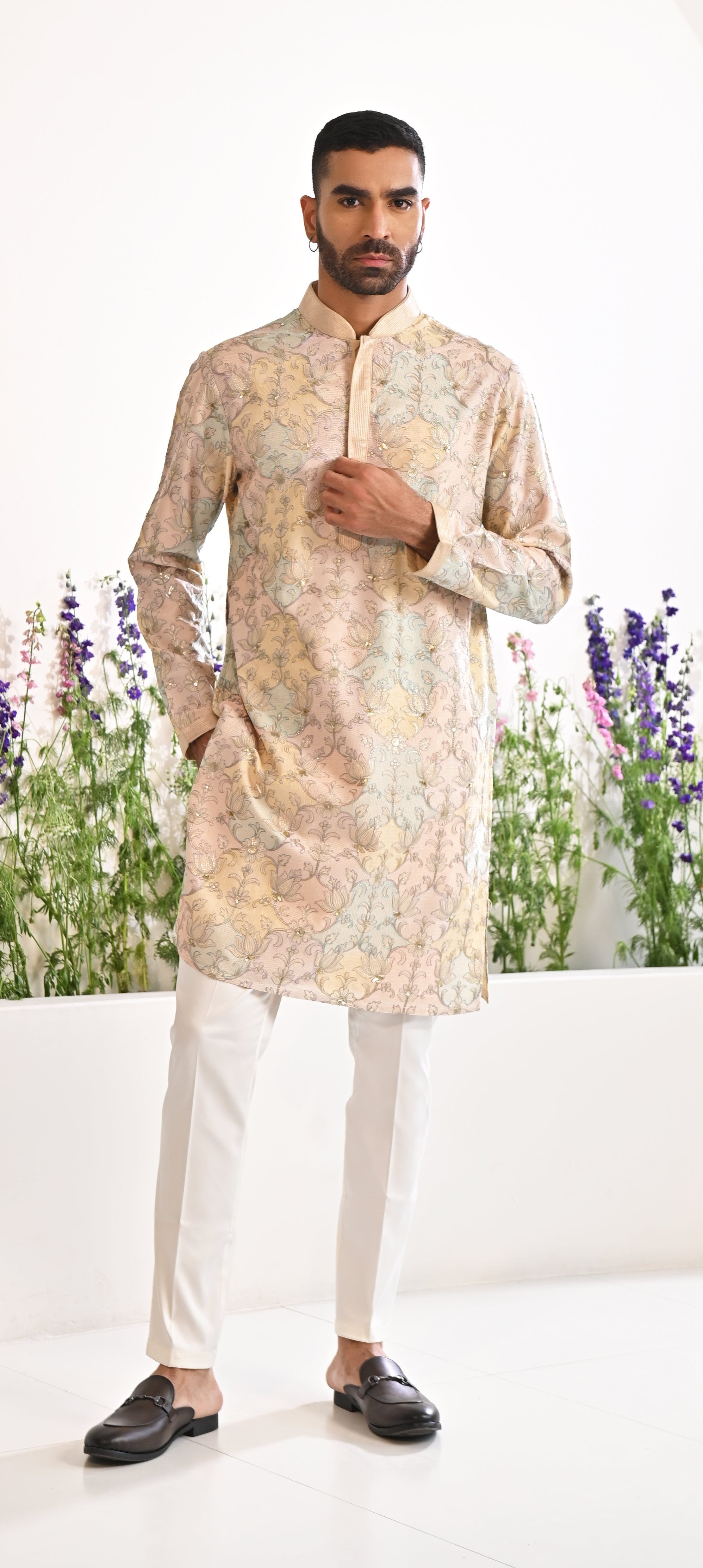 Fully Embroidered Multi-Colored Kurta Set