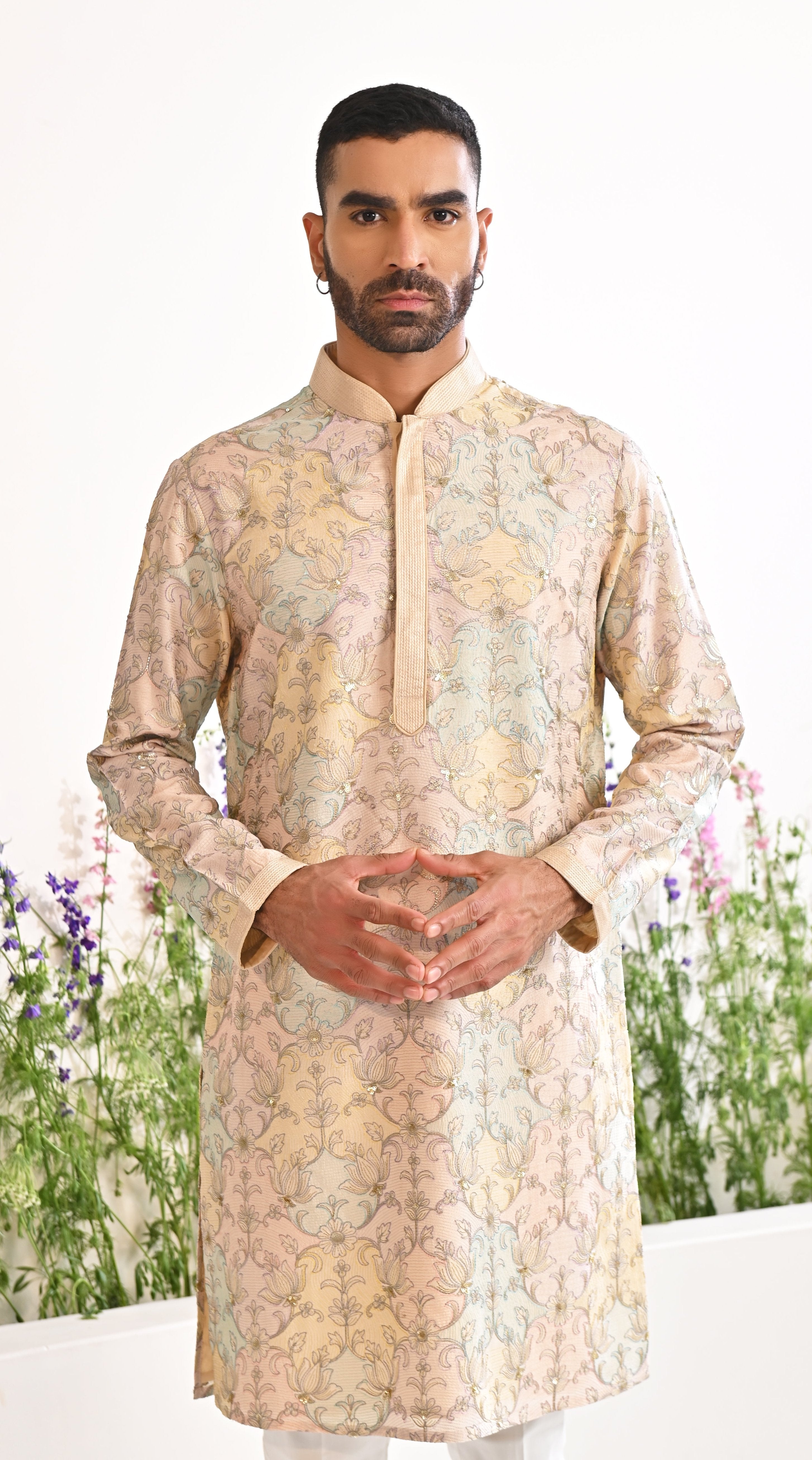 Fully Embroidered Multi-Colored Kurta Set