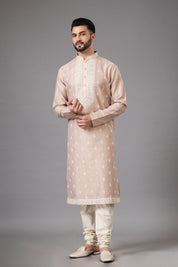 Embroidered Peach Kurta Set