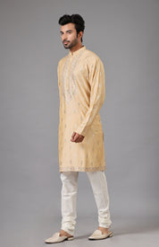 Yellow Kurta Set in Multi Colored Thread Embroidery