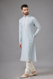 Full Embroidered Blue Kurta Set