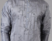 Embroidered Dark Grey Kurta Set