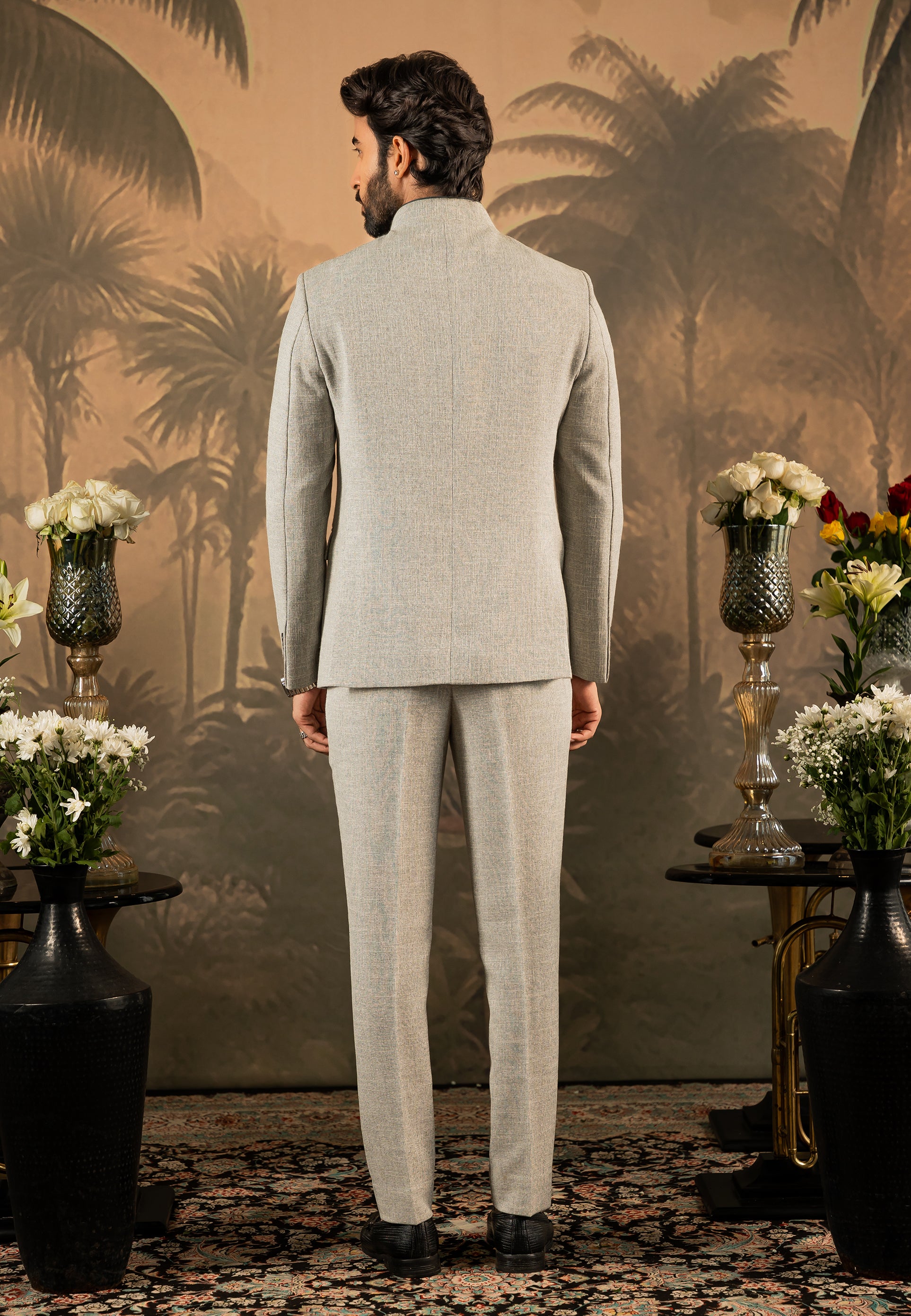 Grey Designer Bandhgala suit