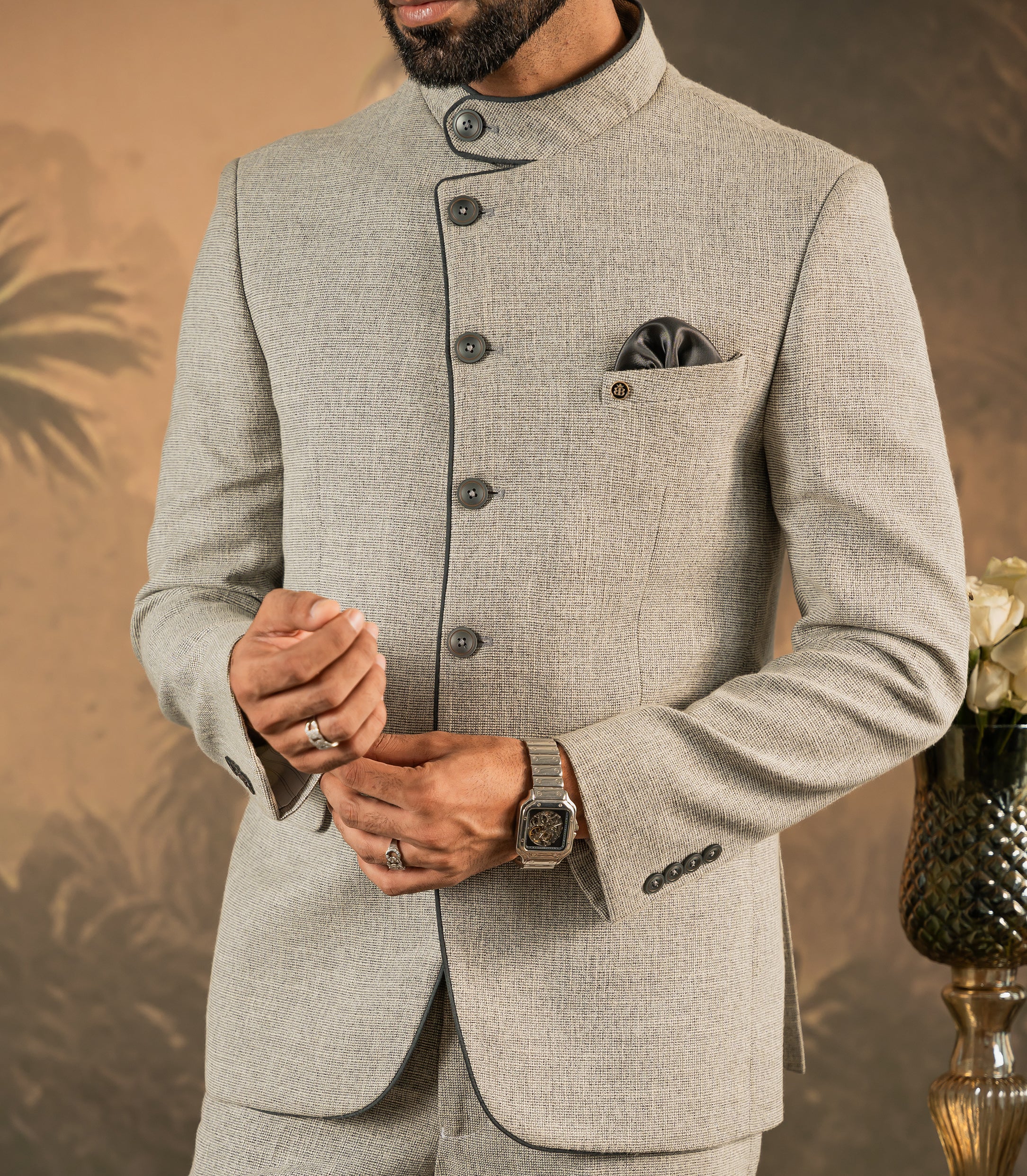 Grey Designer Bandhgala suit