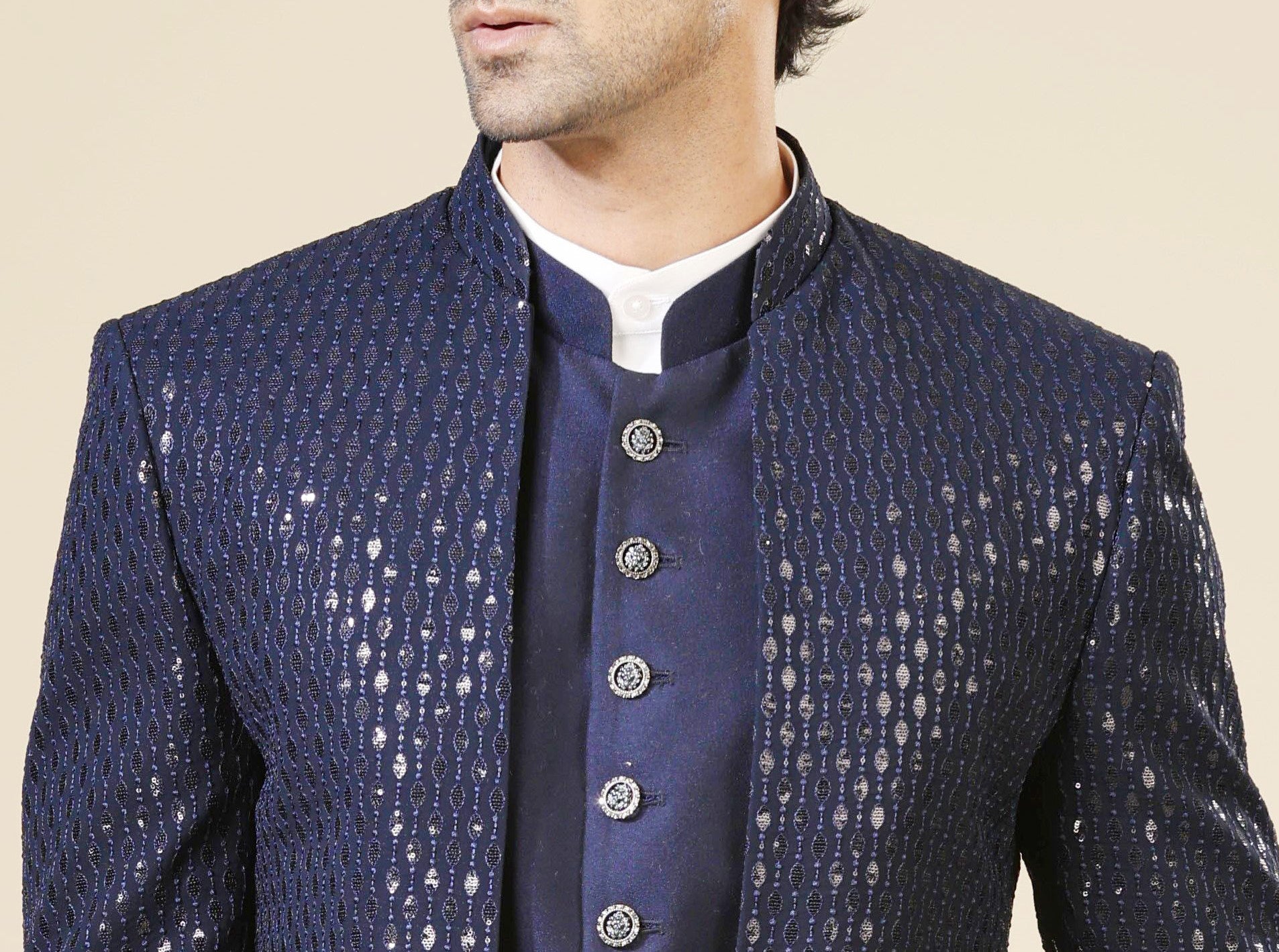 Stylish Navy Indo-Western with Embroidery - Perfect for Weddings and Parties

