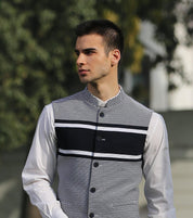 Navy & White Stripe Nehru jacket