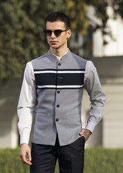 Navy & White Stripe Nehru jacket