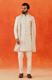 Elegant Off-White Jacquard Indo-Western - Traditional Indian Attire
