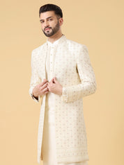 Off-White Indo-Western with Long Jacket - Festive Wear
Timeless Off-White Indo-Western Ensemble with Long Jacket