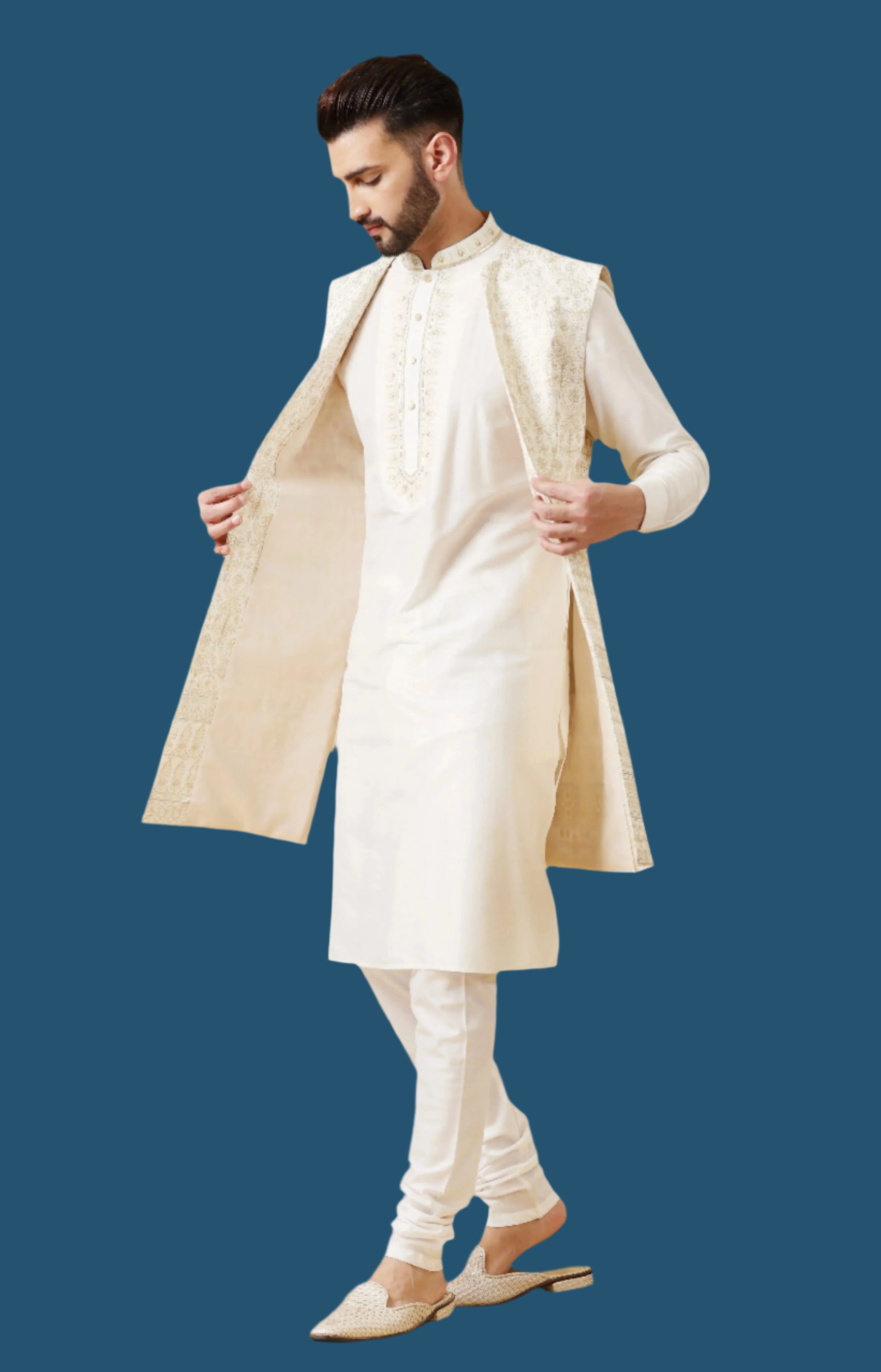 Comfortable and Stylish Off-White Indo-Western Outfit
Off-White Indo-Western - Festive Indian Wear
Timeless Off-White Indo-Western for a Regal Look