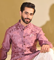 Pink Embroidered Kurta Bundi Set