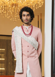 Elegant Peach Jacquard Indo-Western - Traditional Indian Attire
