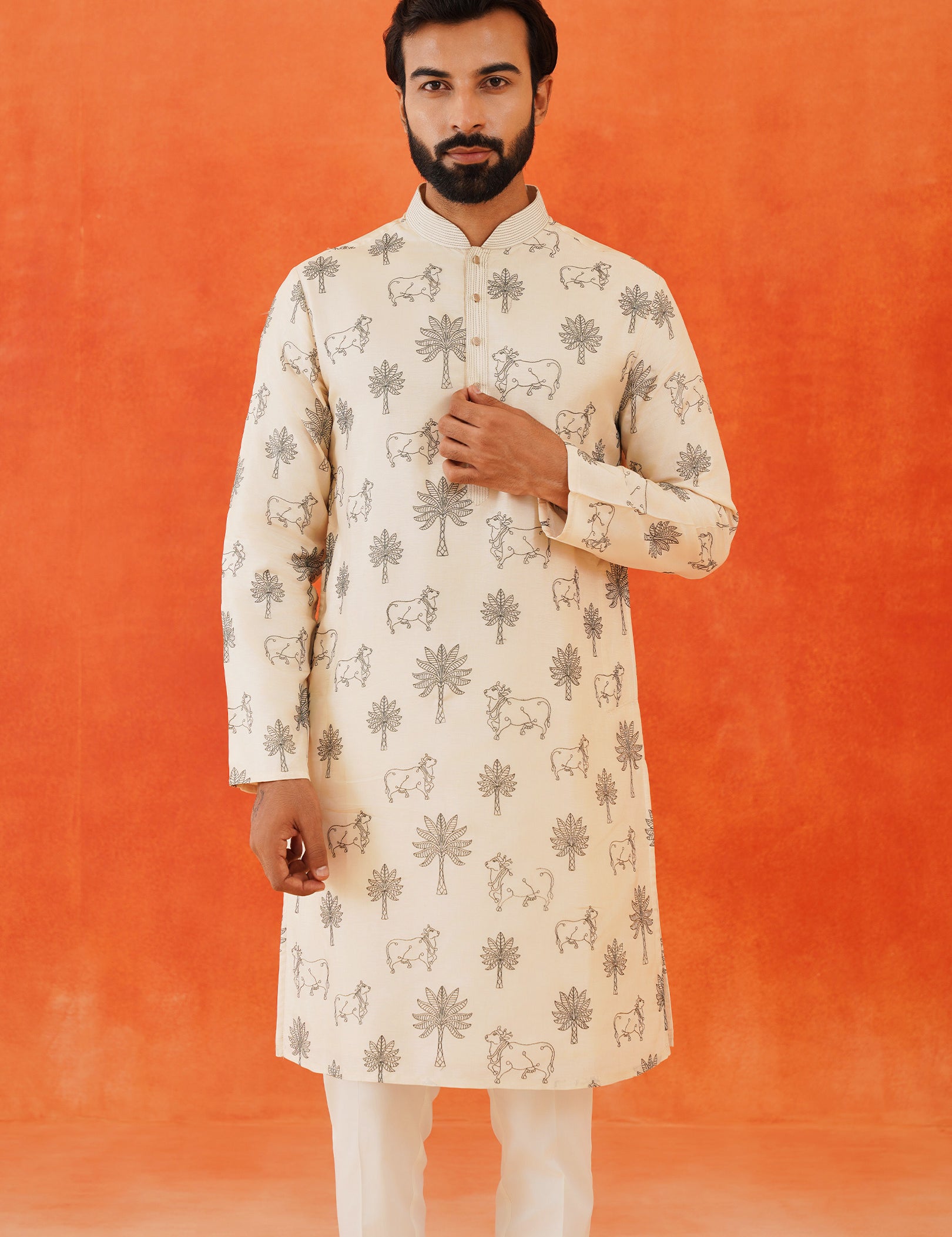 Stylish Pichwai Kurta Set with Intricate Embroidery
