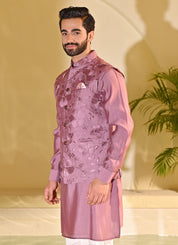 Elegant Pink Embroidered Kurta Bundi - Perfect for Festive Occasions
