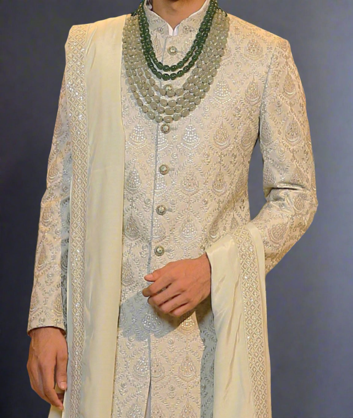 Elegant Pista Green Embroidered Sherwani - Perfect for Weddings and Formal Occasions
