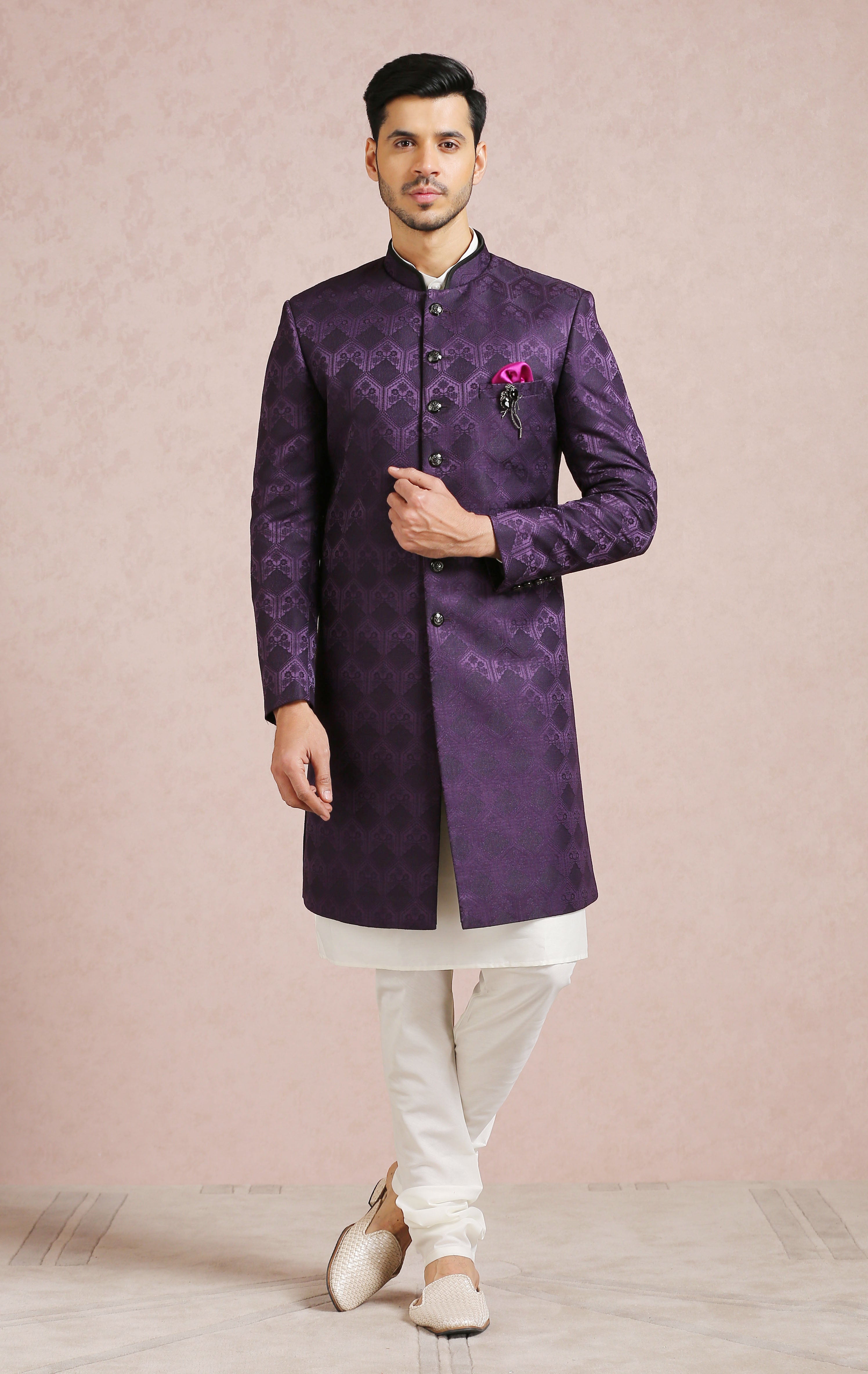 Luxurious Purple Jacquard Indo-Western - Perfect for Special Occasions
Purple Jacquard Indo-Western - Festive Wear
Timeless Purple Jacquard Indo-Western 
