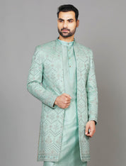 Trendy Sea Green Open Indo-Western, Modern Indian Fashion
