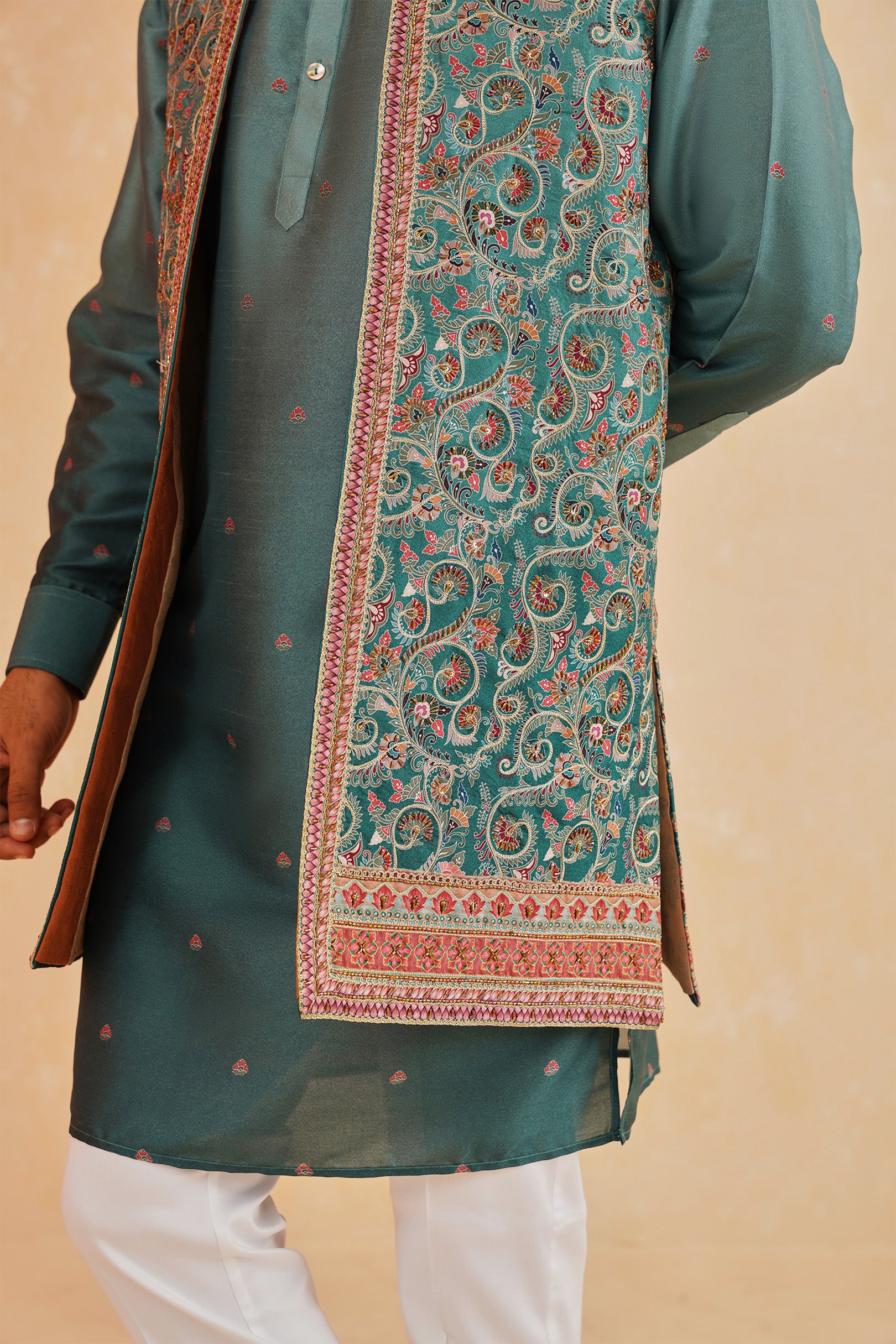 Perfect for Weddings and Parties
Trendy Teal Embroidered Indo-Western