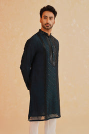 Teal Blue Embroidered Sequin Kurta Set