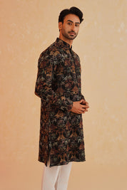 Black Kurta Set with Multicolored Dori Work