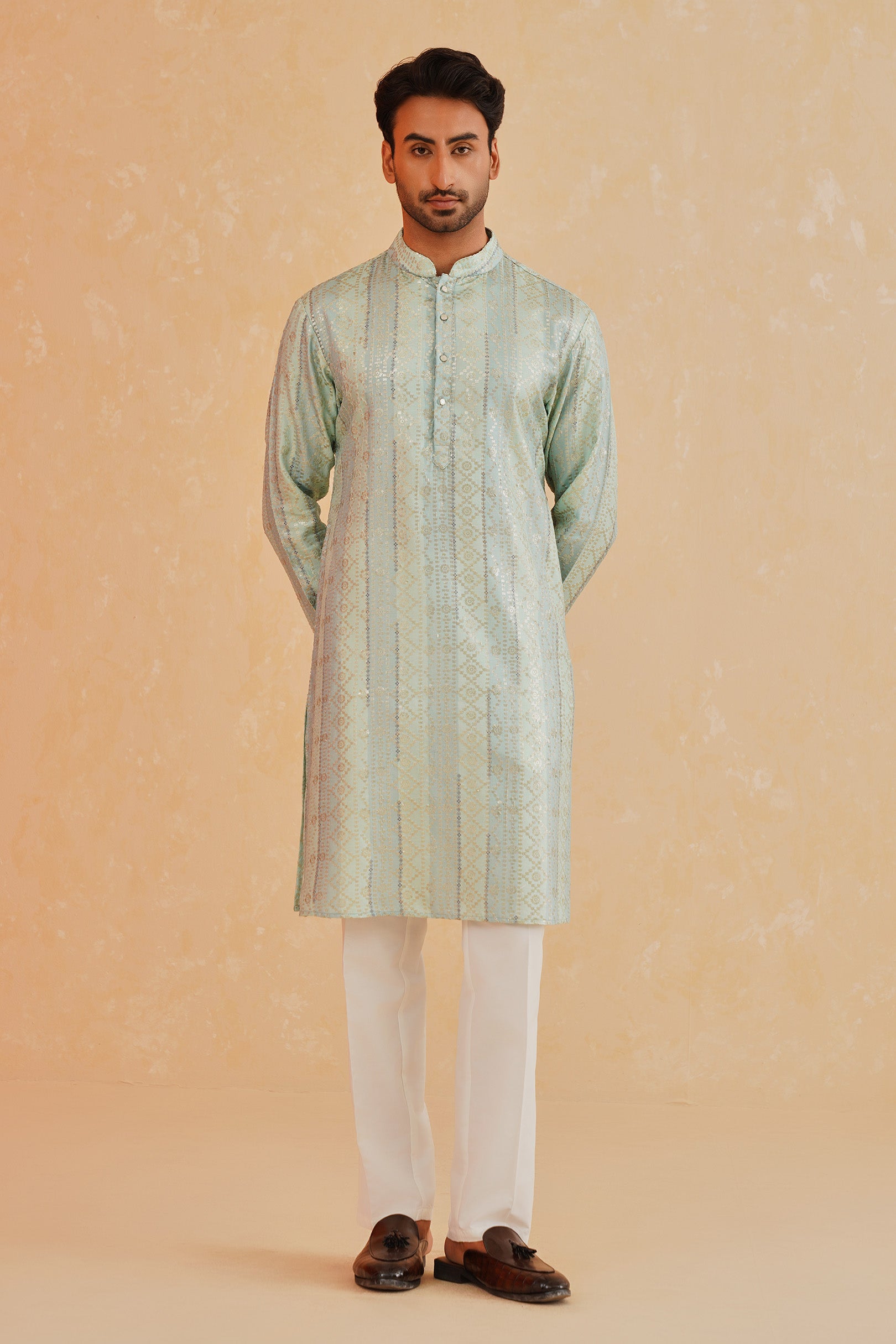 Blue Kurta with Sequin Work