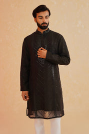 Black Embroidered Sequin Kurta Set