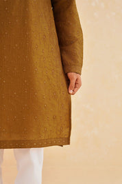 Rust-Colored Embroidered Kurta Set