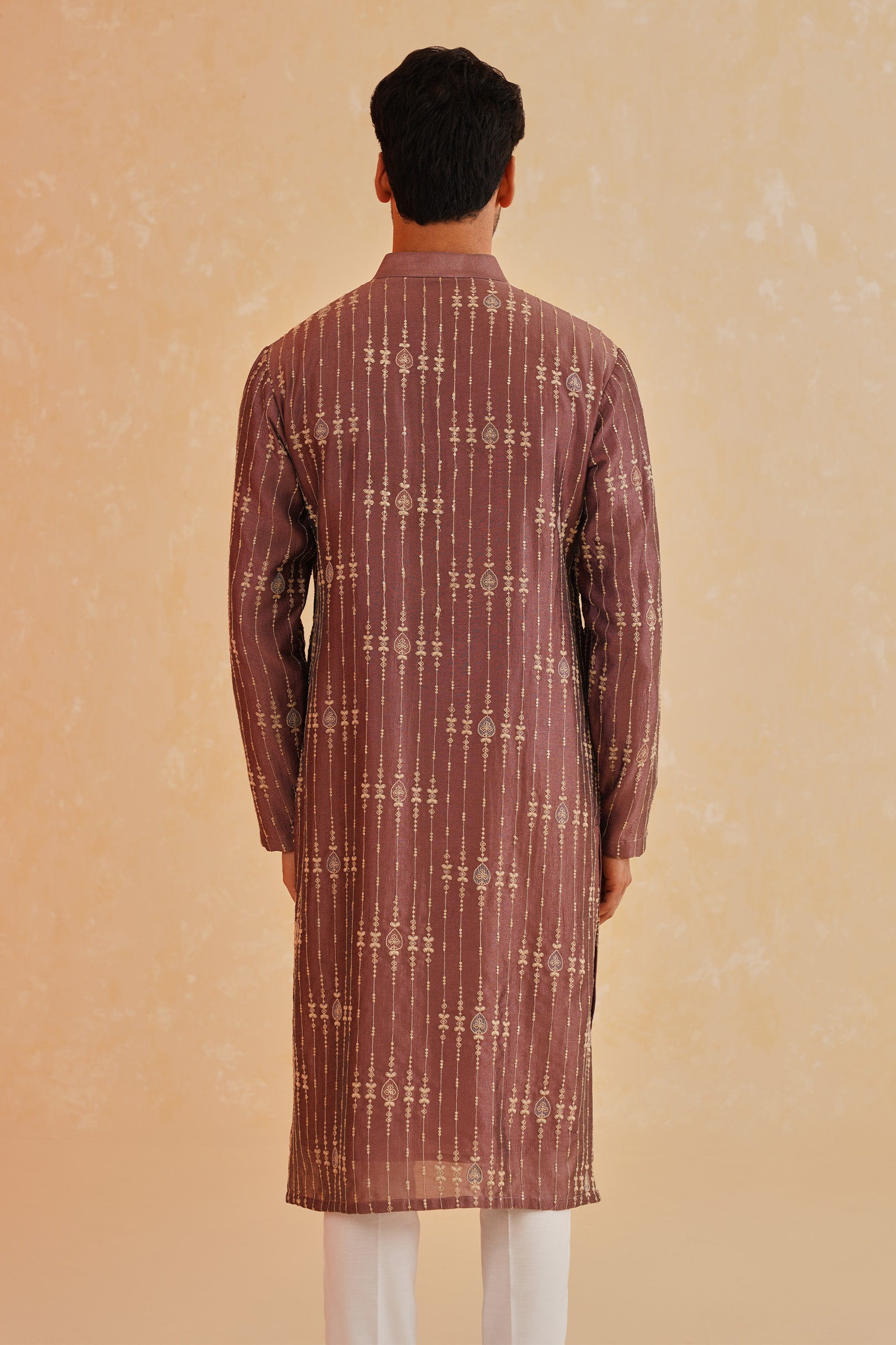 Wine-Hued Embroidered Kurta Set