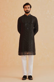 Black Embroidered Sequin Kurta Set