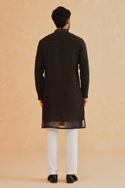 Black Embroidered Sequin Kurta Set