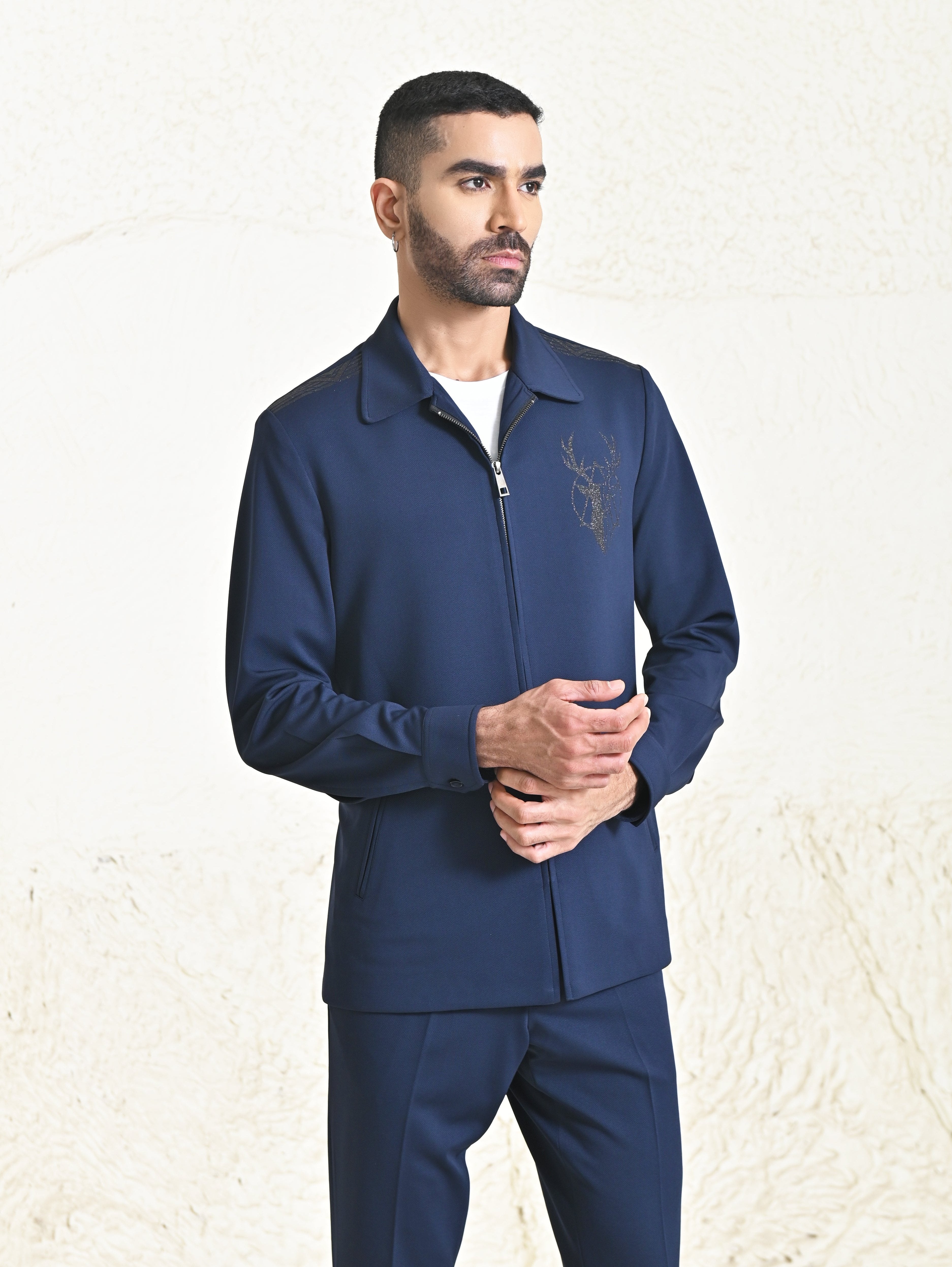 Navy co-ord set with designer motif